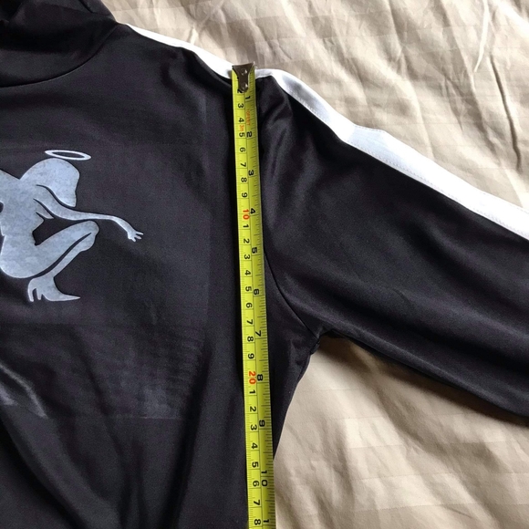 Black Crop Top Turtleneck witb white stripe M - Picture 10 of 11